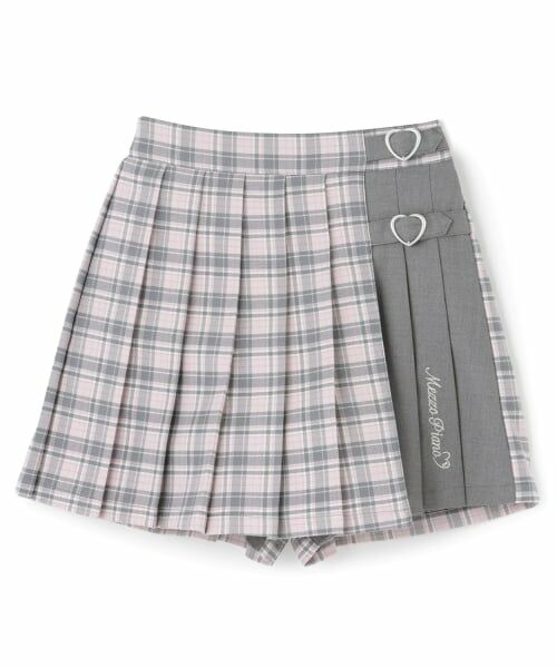 mezzo piano / メゾピアノ ショート・ハーフ・半端丈パンツ | 切替ハートベルト　チェックプリーツスカパン | 詳細10