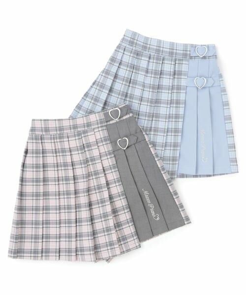 mezzo piano / メゾピアノ ショート・ハーフ・半端丈パンツ | 切替ハートベルト　チェックプリーツスカパン | 詳細9