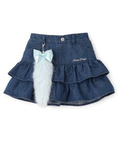 mezzo piano / メゾピアノ ショート・ハーフ・半端丈パンツ | しっぽチャームつき　ラメデニム段々スカパン