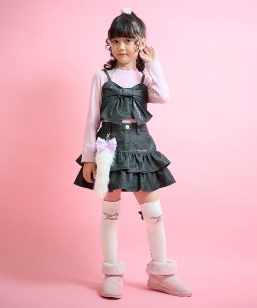 mezzo piano / メゾピアノ ショート・ハーフ・半端丈パンツ | しっぽチャームつき　ラメデニム段々スカパン | 詳細16