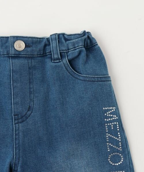 mezzo piano / メゾピアノ その他パンツ | ラインストーンロゴ フレアデニムロングパンツ | 詳細4