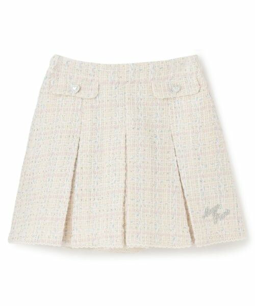 mezzo piano / メゾピアノ ショート・ハーフ・半端丈パンツ | ファンシーツィード スカパン(オフ ホワイト)