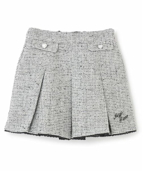 mezzo piano / メゾピアノ ショート・ハーフ・半端丈パンツ | ファンシーツィード スカパン(黒)