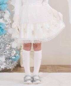 mezzo piano / メゾピアノ ミニ・ひざ丈スカート | バレエ刺しゅう　段々チュールスカート