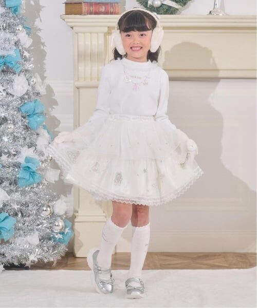 mezzo piano / メゾピアノ ミニ・ひざ丈スカート | バレエ刺しゅう 段々チュールスカート | 詳細10