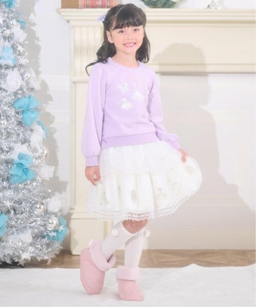 mezzo piano / メゾピアノ ミニ・ひざ丈スカート | バレエ刺しゅう 段々チュールスカート | 詳細11