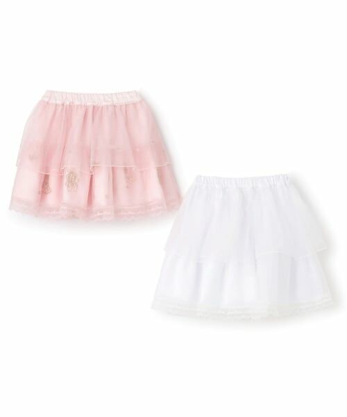 mezzo piano / メゾピアノ ミニ・ひざ丈スカート | バレエ刺しゅう 段々チュールスカート | 詳細6