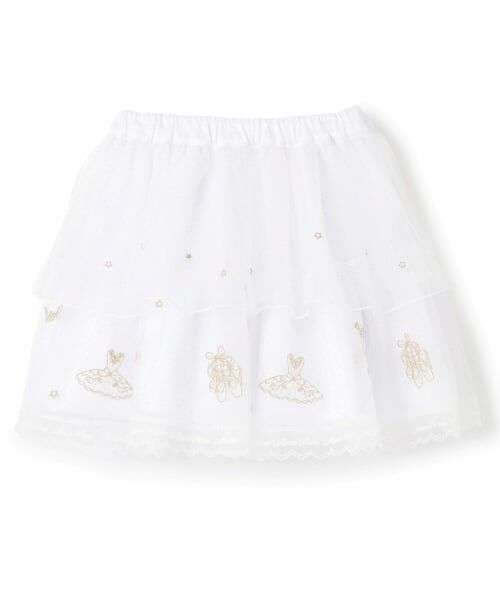 mezzo piano / メゾピアノ ミニ・ひざ丈スカート | バレエ刺しゅう 段々チュールスカート | 詳細7
