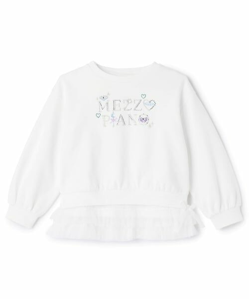 mezzo piano / メゾピアノ スウェット | ラインストーンロゴトレーナー＆裾チュールTシャツセット | 詳細15