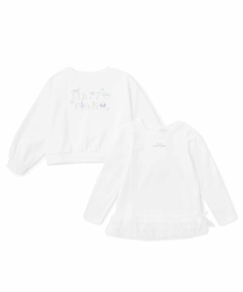 mezzo piano / メゾピアノ スウェット | ラインストーンロゴトレーナー＆裾チュールTシャツセット | 詳細2