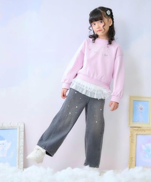 mezzo piano / メゾピアノ スウェット | ラインストーンロゴトレーナー＆裾チュールTシャツセット | 詳細20