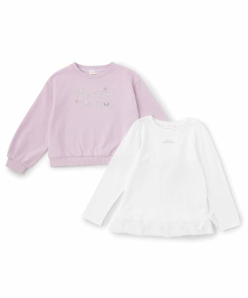 mezzo piano / メゾピアノ スウェット | ラインストーンロゴトレーナー＆裾チュールTシャツセット | 詳細3