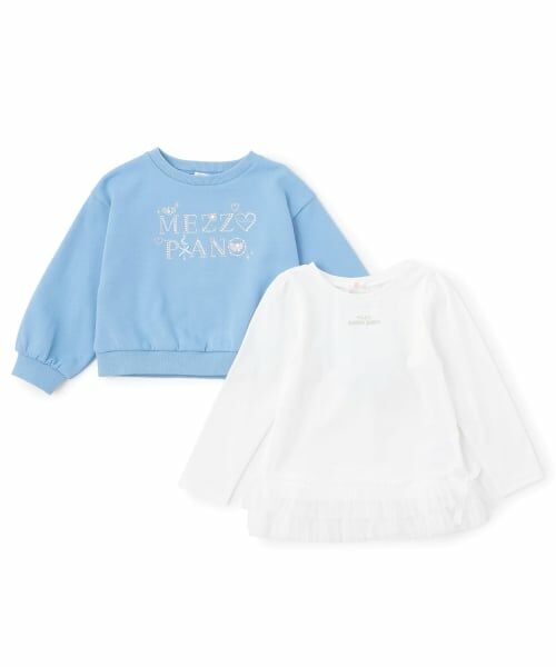 mezzo piano / メゾピアノ スウェット | ラインストーンロゴトレーナー＆裾チュールTシャツセット | 詳細4