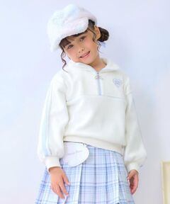 mezzo piano / メゾピアノ スウェット | ラメパイピング　ハーフZIPプルオーバー