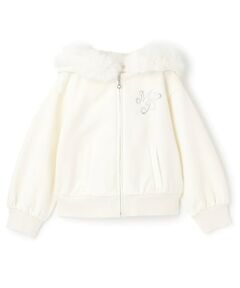 mezzo piano / メゾピアノ パーカー | ラメ裏毛　フェイクファーフードZIPパーカ