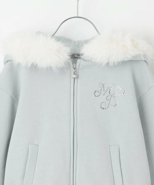 mezzo piano / メゾピアノ パーカー | ラメ裏毛　フェイクファーフードZIPパーカ | 詳細2