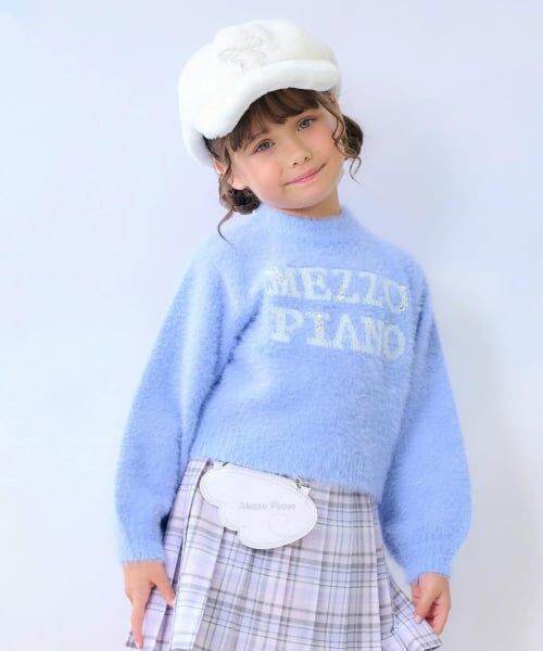 mezzo piano / メゾピアノ ニット・セーター | ロゴシャギーニット　プルオーバー（ブルー）