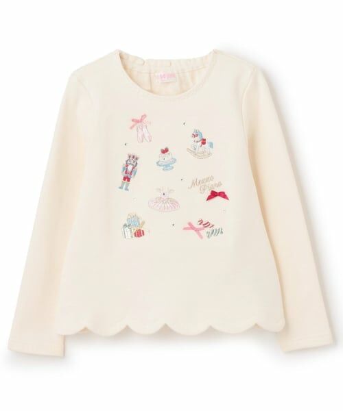 mezzo piano / メゾピアノ スウェット | くるみ割り人形アップリケ裾スカラップトレーナー（アイボリー）