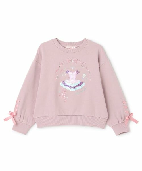 mezzo piano / メゾピアノ スウェット | スパンコールチュチュ　トレーナー（ピンク）
