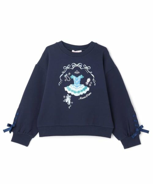 mezzo piano / メゾピアノ スウェット | スパンコールチュチュ　トレーナー（紺）