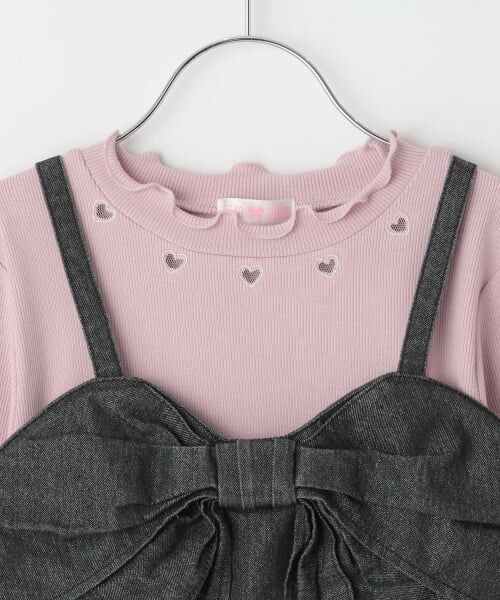 mezzo piano / メゾピアノ キャミソール・チューブトップ | ラメデニムリボンビスチェ＆長袖Tシャツセット | 詳細3