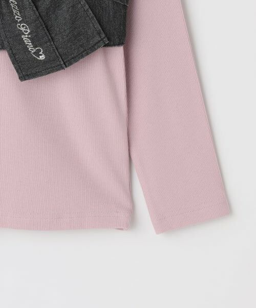 mezzo piano / メゾピアノ キャミソール・チューブトップ | ラメデニムリボンビスチェ＆長袖Tシャツセット | 詳細5