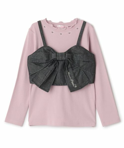 mezzo piano / メゾピアノ キャミソール・チューブトップ | ラメデニムリボンビスチェ＆長袖Tシャツセット | 詳細8