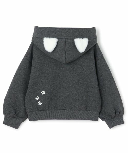 mezzo piano / メゾピアノ パーカー | ネコ耳フェイクファーロゴ　プルパーカ | 詳細1
