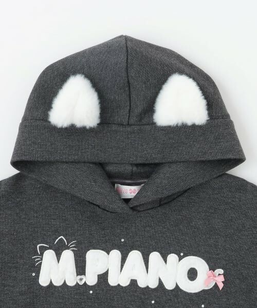 mezzo piano / メゾピアノ パーカー | ネコ耳フェイクファーロゴ　プルパーカ | 詳細2