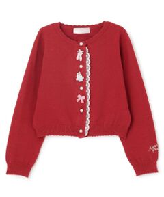 mezzo piano / メゾピアノ カーディガン・ボレロ | バレエモチーフワッペン　ニットカーディガン