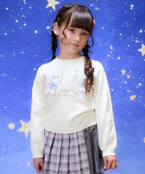 mezzo piano / メゾピアノ ニット・セーター | もふもふネコ　ニットプルオーバー（アイボリー）