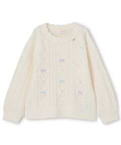 mezzo piano / メゾピアノ ニット・セーター | ケーブルリボン　モールニット　プルオーバー