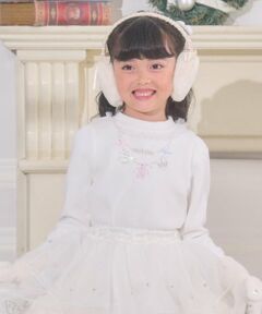 mezzo piano / メゾピアノ Tシャツ | ネックレス刺しゅう　プチハイ長袖Tシャツ