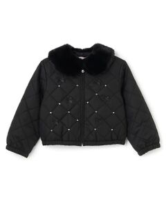 mezzo piano / メゾピアノ ブルゾン | リボンキルティング　フェイクファー衿つきブルゾン