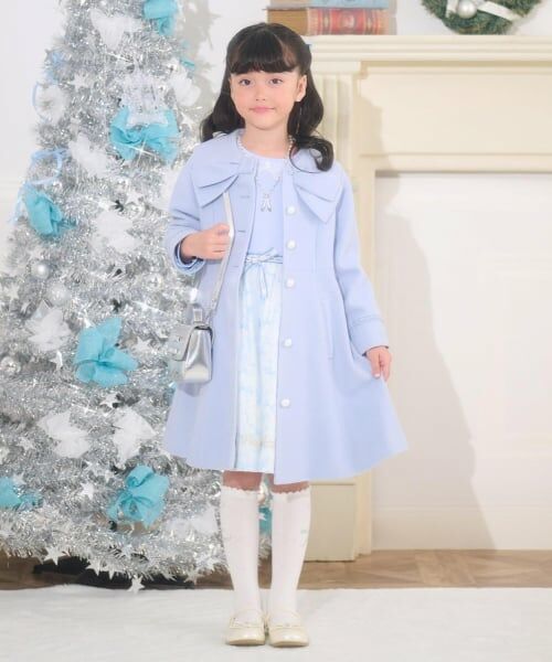 mezzo piano / メゾピアノ その他アウター | リボンカラー　ウールコート（サックス）