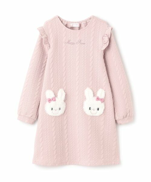 mezzo piano / メゾピアノ ミニ丈・ひざ丈ワンピース | 動物アップリケ　カットワンピース（ピンク）