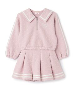 mezzo piano / メゾピアノ スウェット | カットジャガード　ハーフZIPセーラー　セットアップ