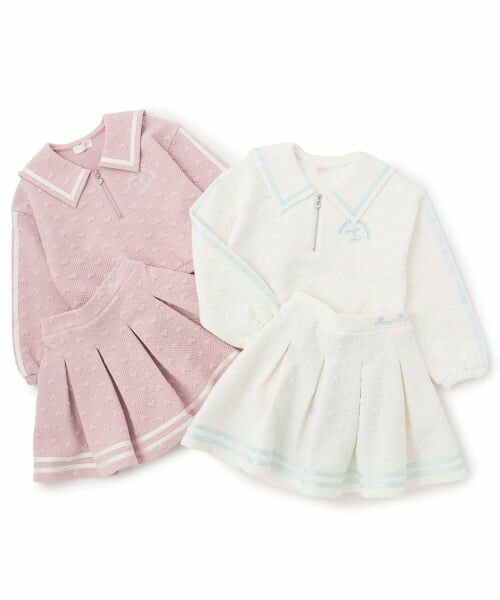 mezzo piano / メゾピアノ スウェット | カットジャガード ハーフZIPセーラー セットアップ | 詳細15