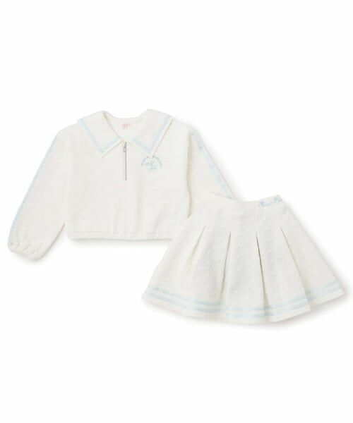 mezzo piano / メゾピアノ スウェット | カットジャガード ハーフZIPセーラー セットアップ | 詳細2