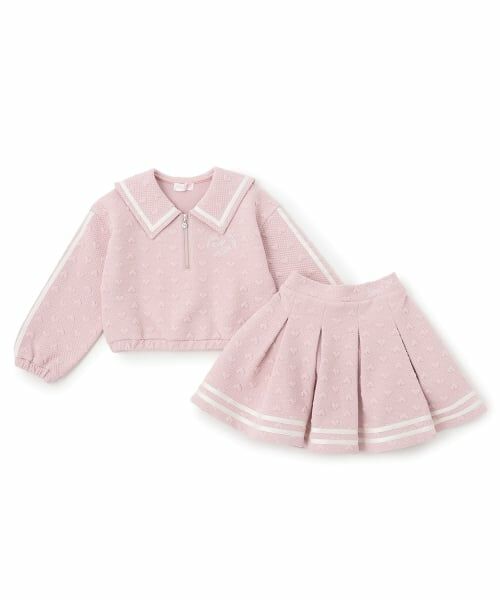 mezzo piano / メゾピアノ スウェット | カットジャガード ハーフZIPセーラー セットアップ | 詳細3