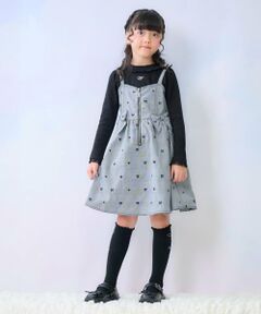 mezzo piano / メゾピアノ ミニ丈・ひざ丈ワンピース | リボン刺しゅうキャミワンピース＆長袖Tシャツセット