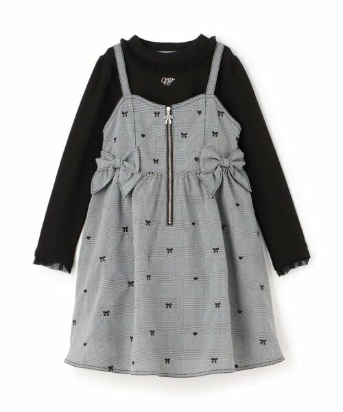 mezzo piano / メゾピアノ ミニ丈・ひざ丈ワンピース | リボン刺しゅうキャミワンピース＆長袖Tシャツセット | 詳細10