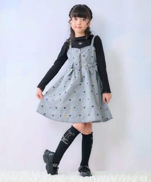 mezzo piano / メゾピアノ ミニ丈・ひざ丈ワンピース | リボン刺しゅうキャミワンピース＆長袖Tシャツセット | 詳細13