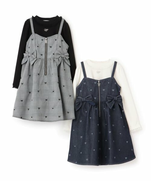 mezzo piano / メゾピアノ ミニ丈・ひざ丈ワンピース | リボン刺しゅうキャミワンピース＆長袖Tシャツセット | 詳細9