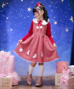 mezzo piano / メゾピアノ ミニ丈・ひざ丈ワンピース | 千鳥ジャガード　カットワンピース　ティペットつき