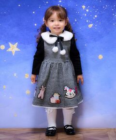 mezzo piano / メゾピアノ ミニ丈・ひざ丈ワンピース | 千鳥ジャガード　カットワンピース　ティペットつき