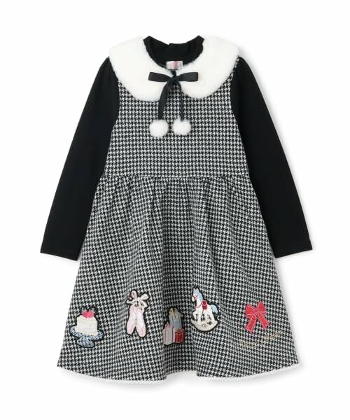 mezzo piano / メゾピアノ ミニ丈・ひざ丈ワンピース | 千鳥ジャガード　カットワンピース　ティペットつき | 詳細10