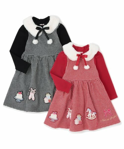 mezzo piano / メゾピアノ ミニ丈・ひざ丈ワンピース | 千鳥ジャガード　カットワンピース　ティペットつき | 詳細8