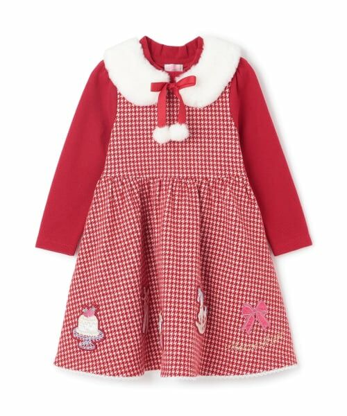 mezzo piano / メゾピアノ ミニ丈・ひざ丈ワンピース | 千鳥ジャガード　カットワンピース　ティペットつき | 詳細9