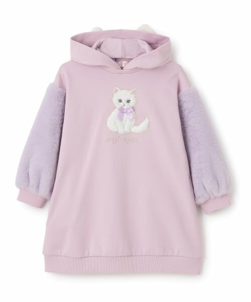 mezzo piano / メゾピアノ ミニ丈・ひざ丈ワンピース | 動物パーカ　カットワンピース（ラベンダー）